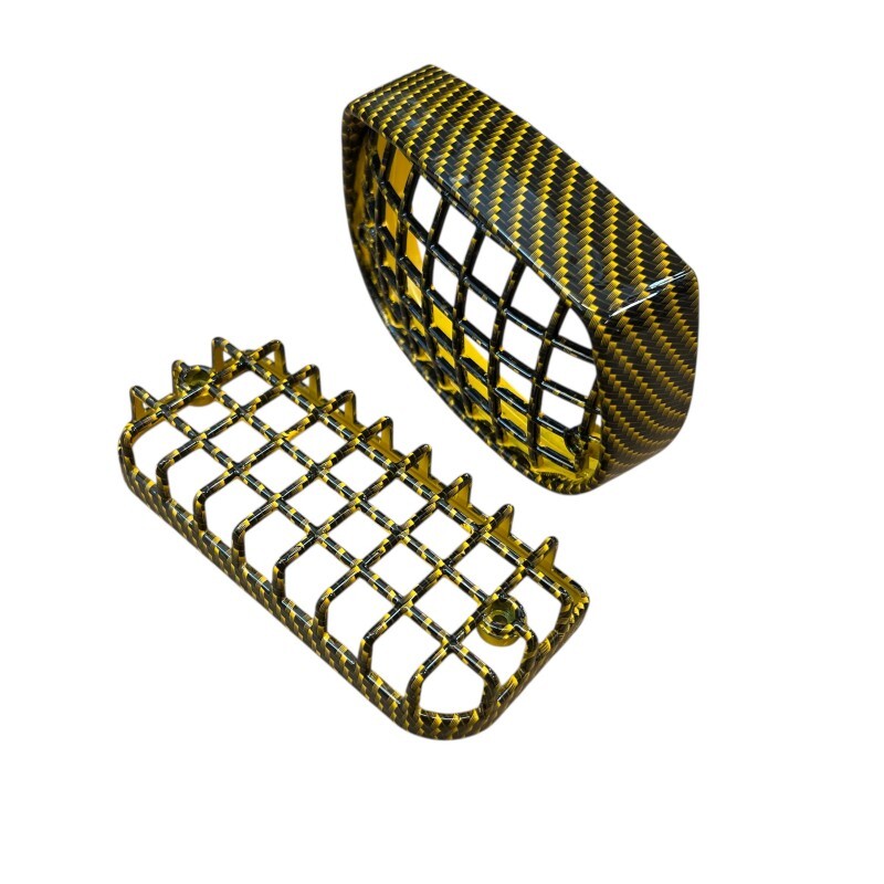 kevlar-look-lucido-coppia-griglie-retine-modello-bombate-per-faro-fanale-anteriore-posteriore-piaggio-ciao-c7-px-p-pxv-pv